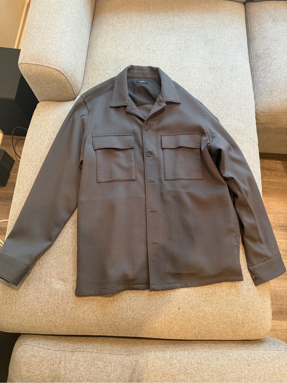 Theory Men's Dark Brown Button-Up Work Jacket